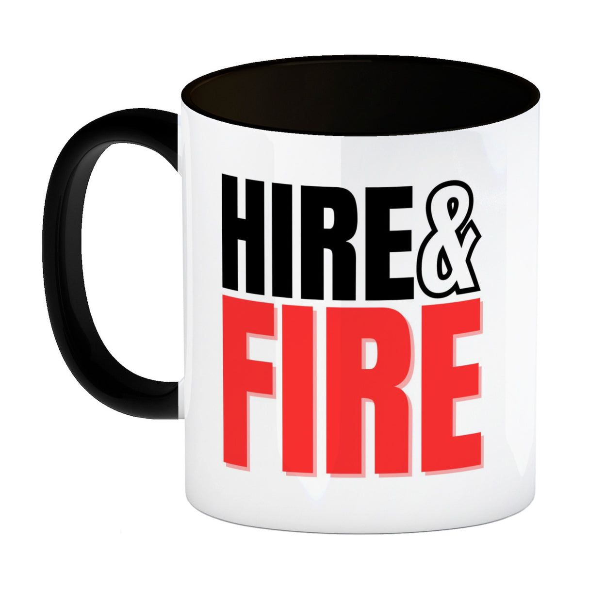 Chef und Boss Kaffeebecher mit Spruch Hire & fire