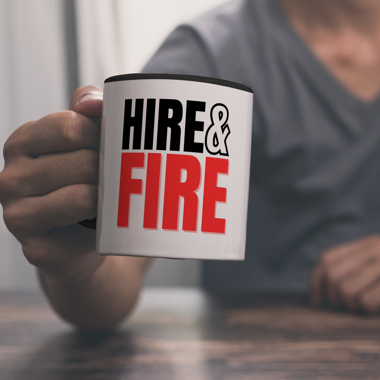 Chef und Boss Kaffeebecher mit Spruch Hire & fire