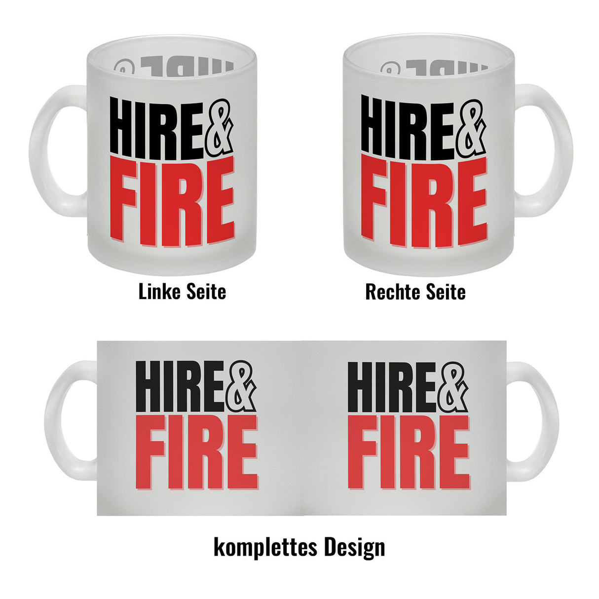 Chef und Boss Kaffeebecher mit Spruch Hire & fire