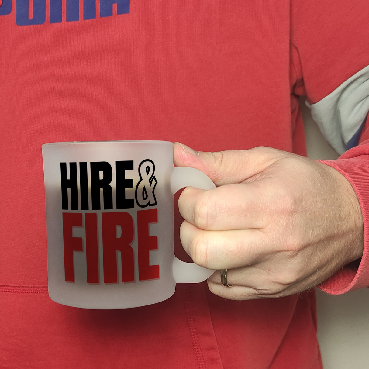 Chef und Boss Kaffeebecher mit Spruch Hire & fire