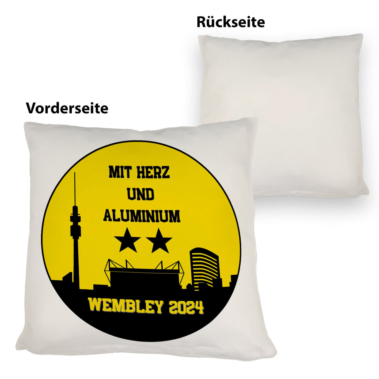 Dortmund Finale Wembley 2024 Kissen mit Spruch Mit Herz und Aluminium