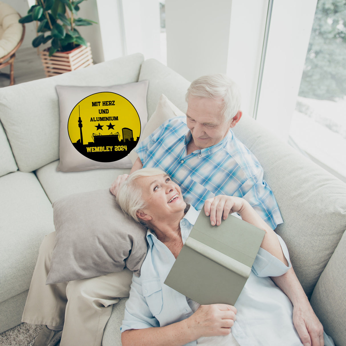 Dortmund Finale Wembley 2024 Kissen mit Spruch Mit Herz und Aluminium