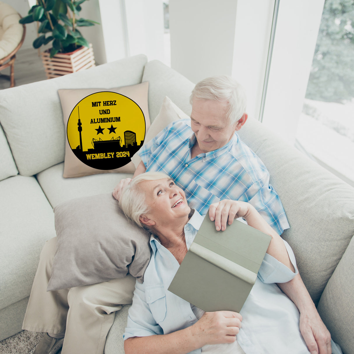 Dortmund Finale Wembley 2024 Kissen mit Spruch Mit Herz und Aluminium