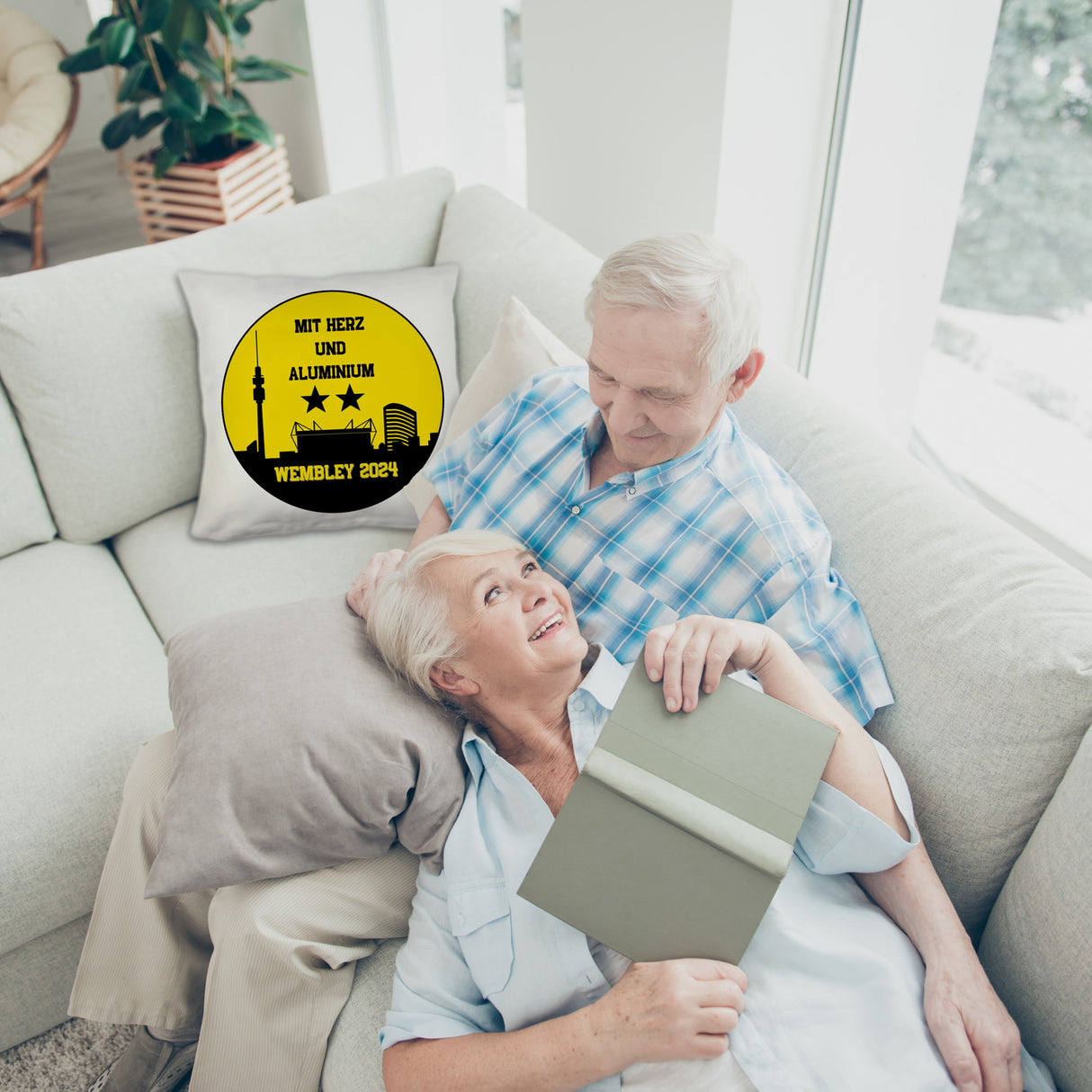 Dortmund Finale Wembley 2024 Kissen mit Spruch Mit Herz und Aluminium