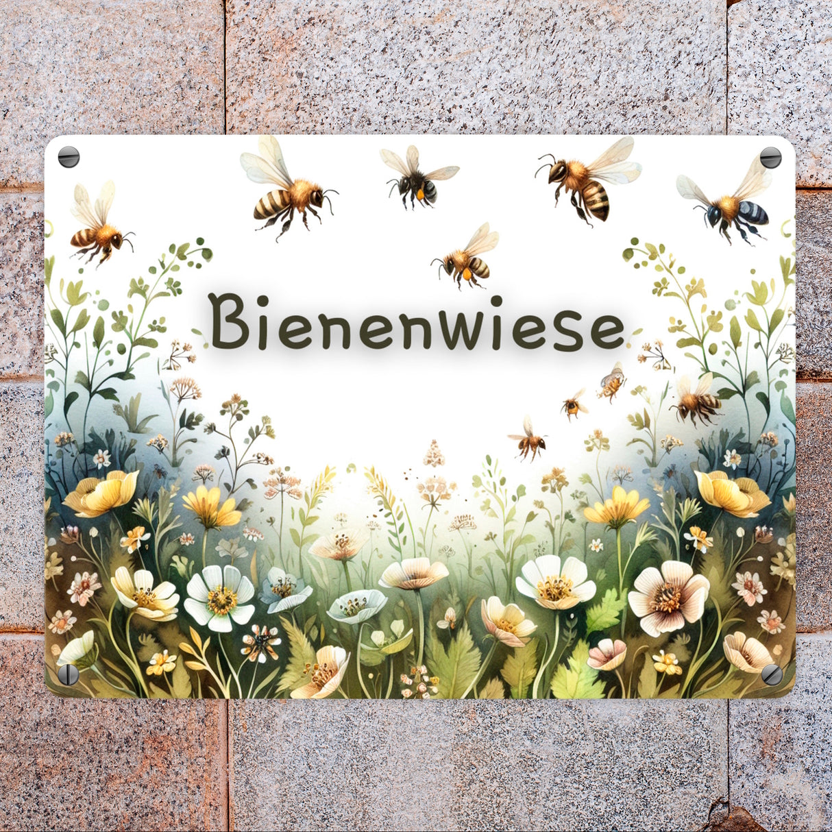 Bienenwiese Metallschild in 15x20 cm