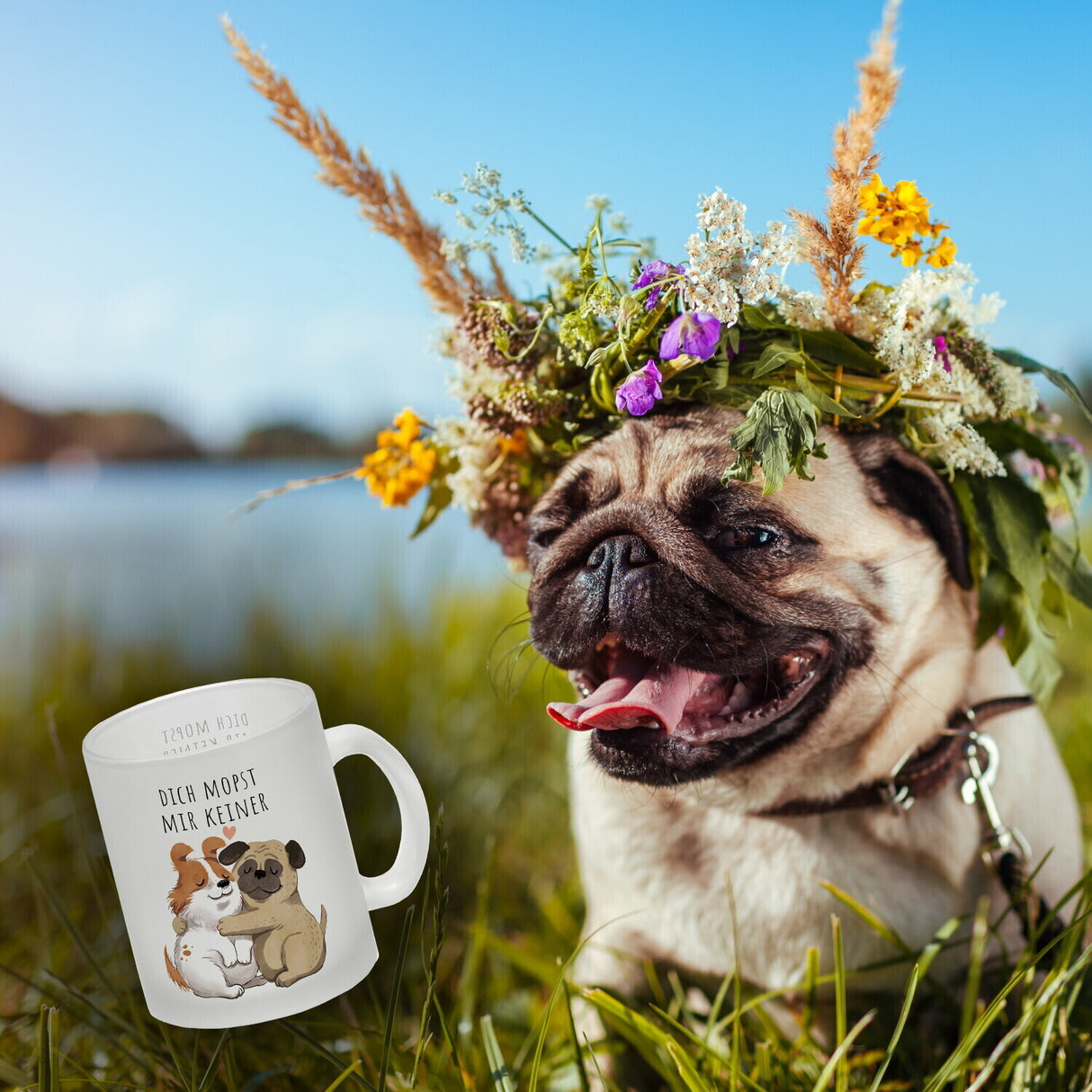 Mops Kaffeebecher mit Spruch Dich mopst mir keiner