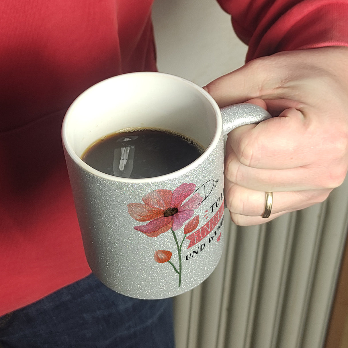 Blume Kaffeebecher mit Spruch Du bist toll einzigartig und wunderbar