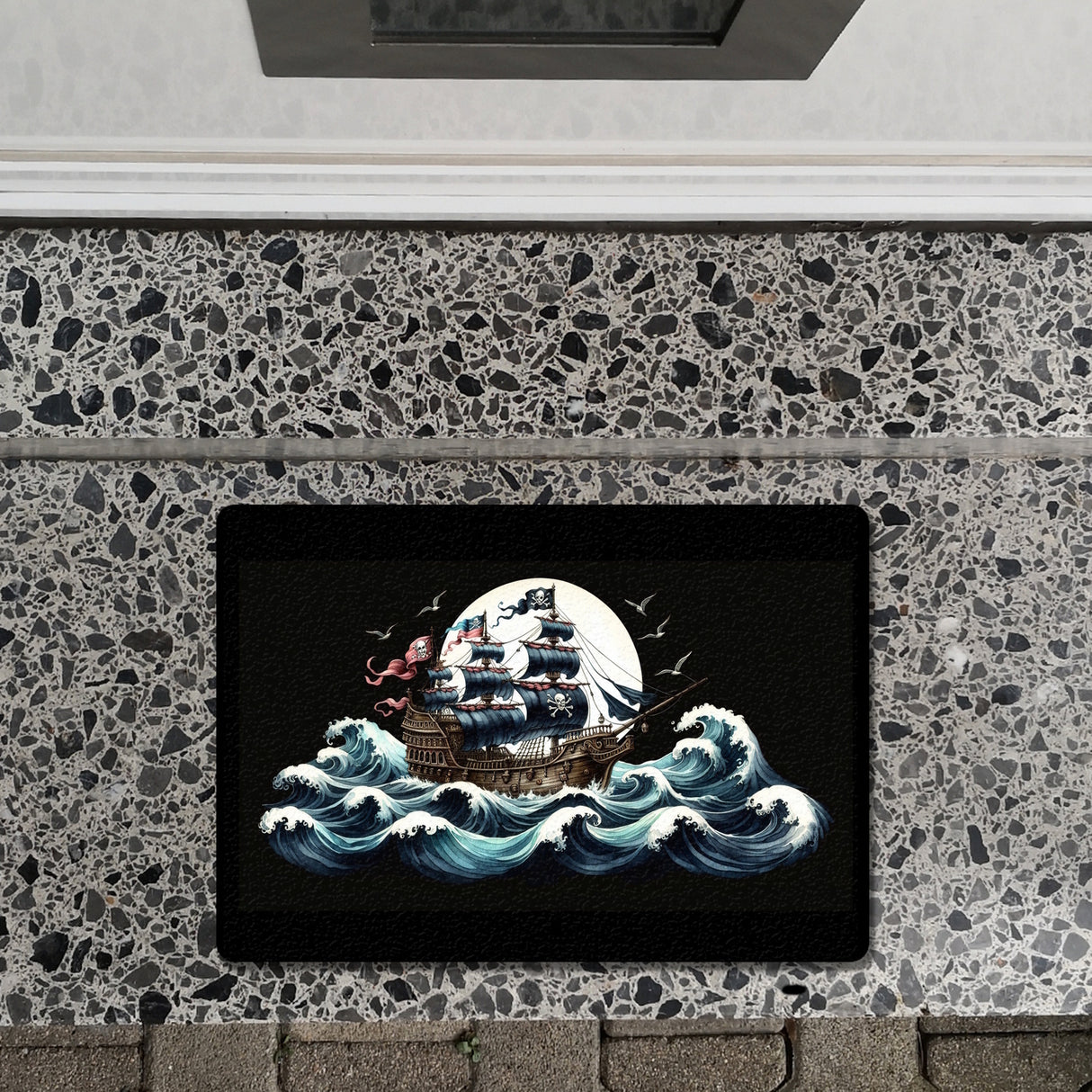 Piratenschiff auf hoher See Fußmatte in 35x50 cm ohne Rand