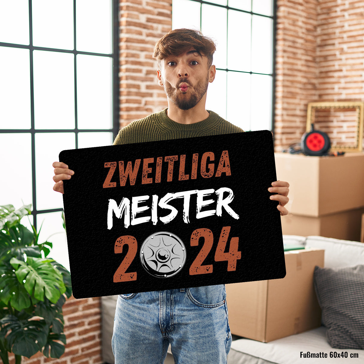 St. Pauli Meisterschale Fußmatte in 35x50 cm ohne Rand mit Spruch Zweitliga Meister 2024