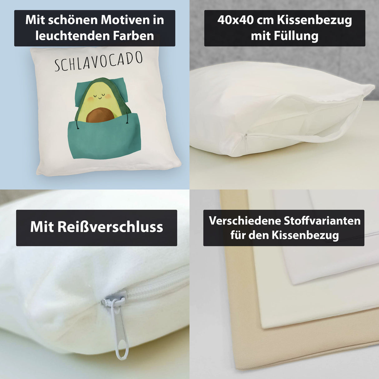 Schlafende Avocado Kissen mit Spruch Schlavocado