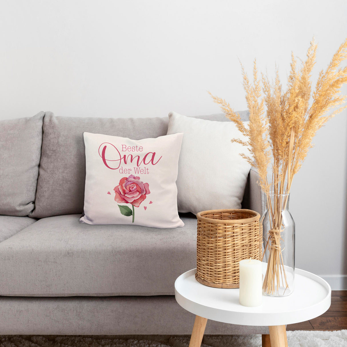 Rose Kissen mit Spruch Beste Oma der Welt