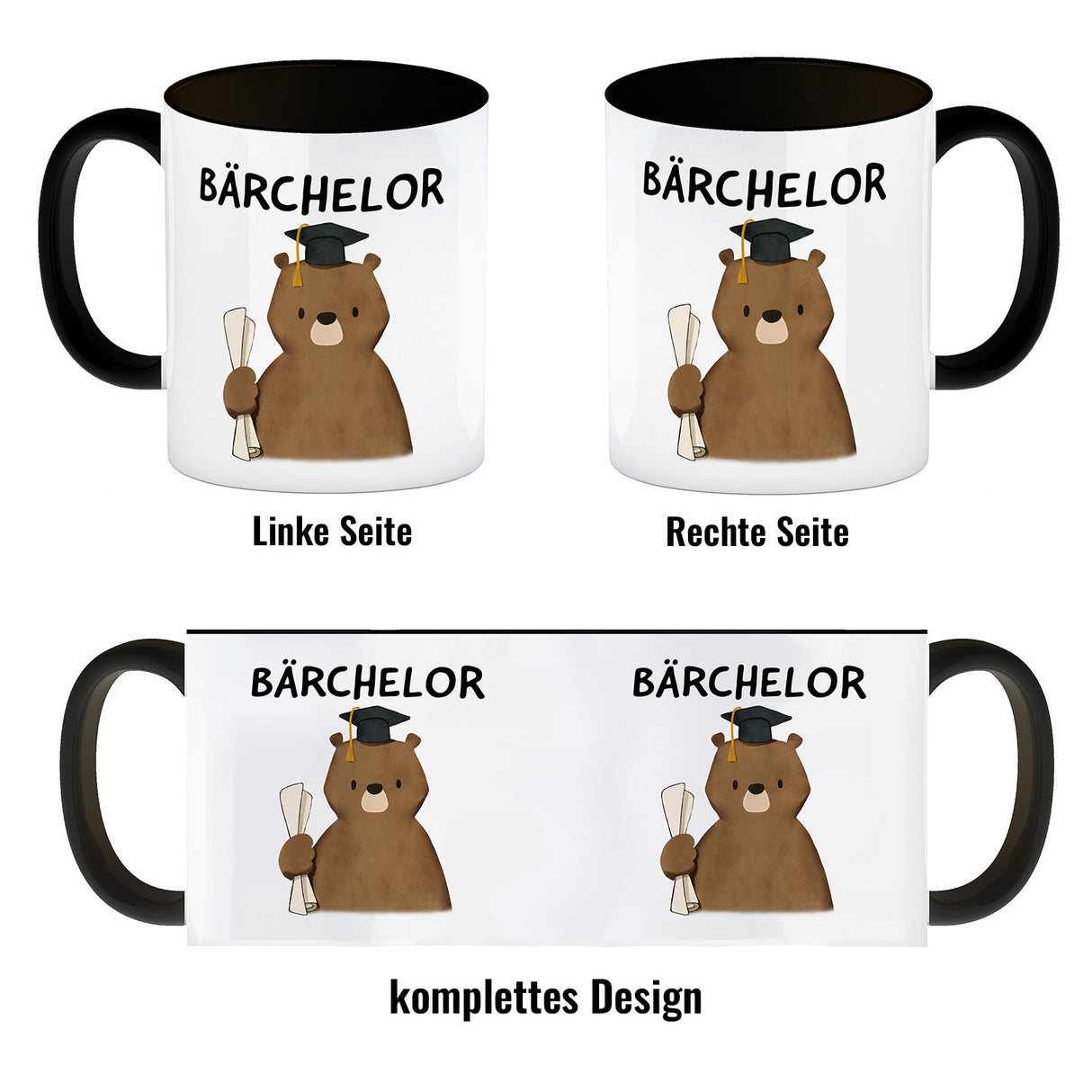 Bär mit Doktorhut Kaffeebecher mit Spruch Bärchelor