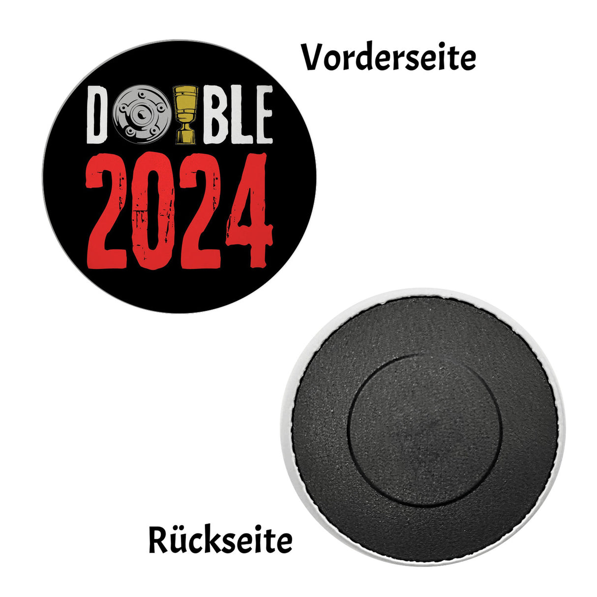 Leverkusen Double-Sieger Magnet rund mit Spruch Double 2024