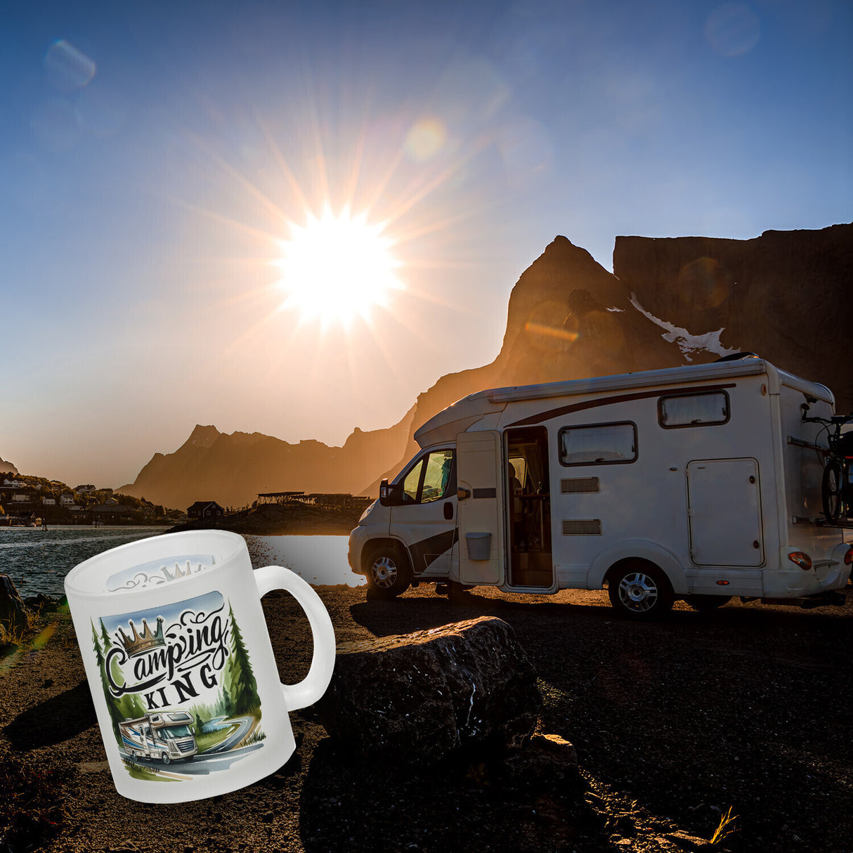 Camping King mit Wohnmobil Kaffeebecher