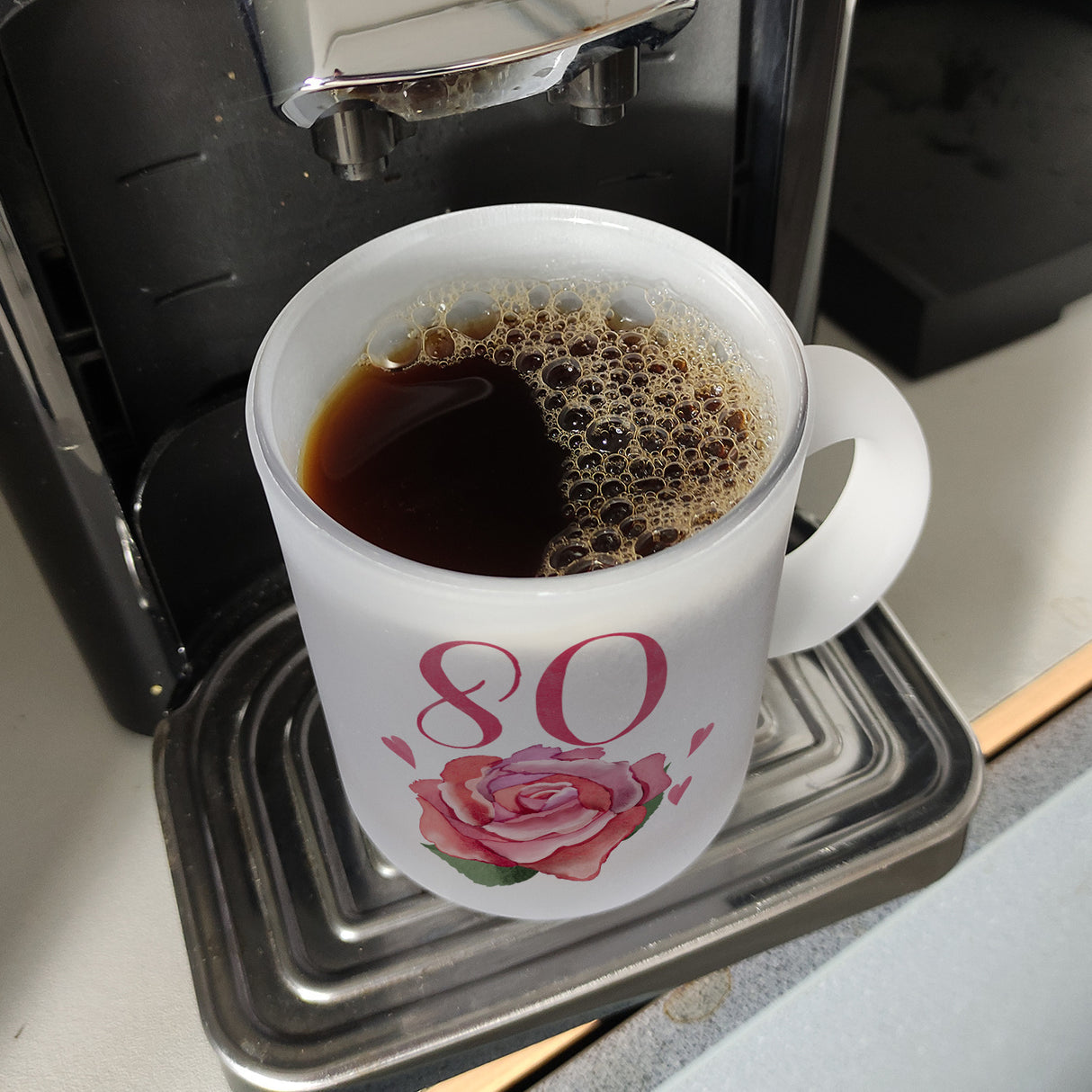80. Geburtstag Rose Kaffeebecher