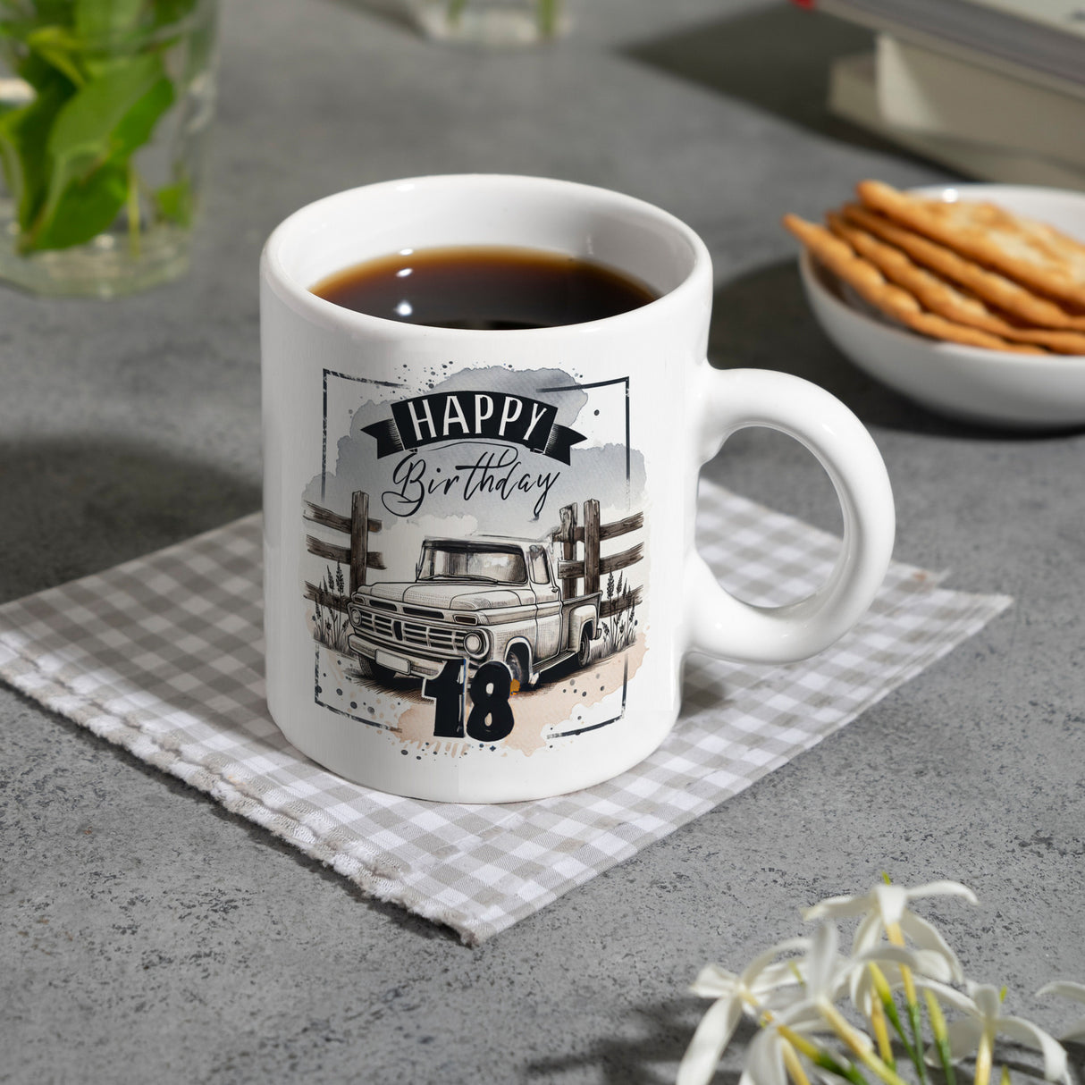 Happy Birthday 18 Auto Kaffeebecher