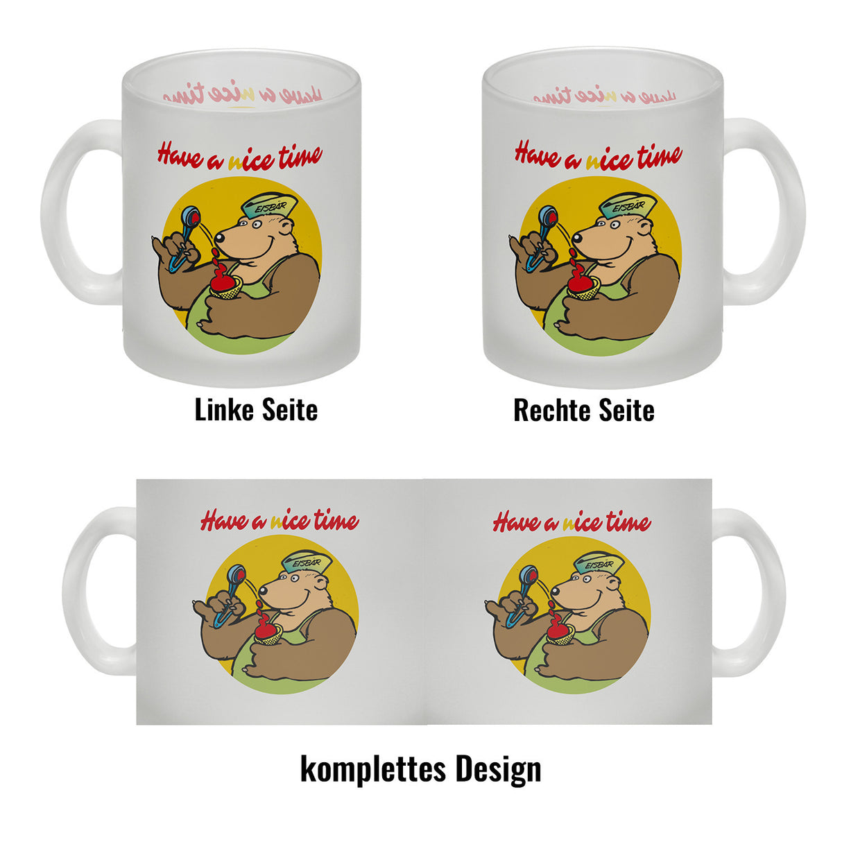 Eisbär mit Waffeleis Kaffeebecher mit Spruch Have a nice time
