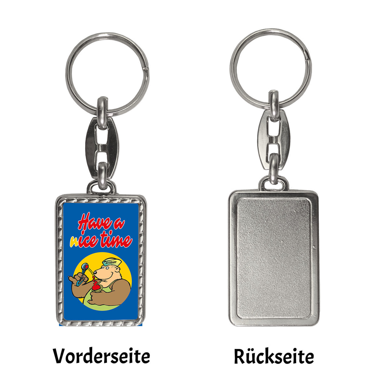 Eisbär mit Waffeleis Schlüsselanhänger mit Spruch have a nice time