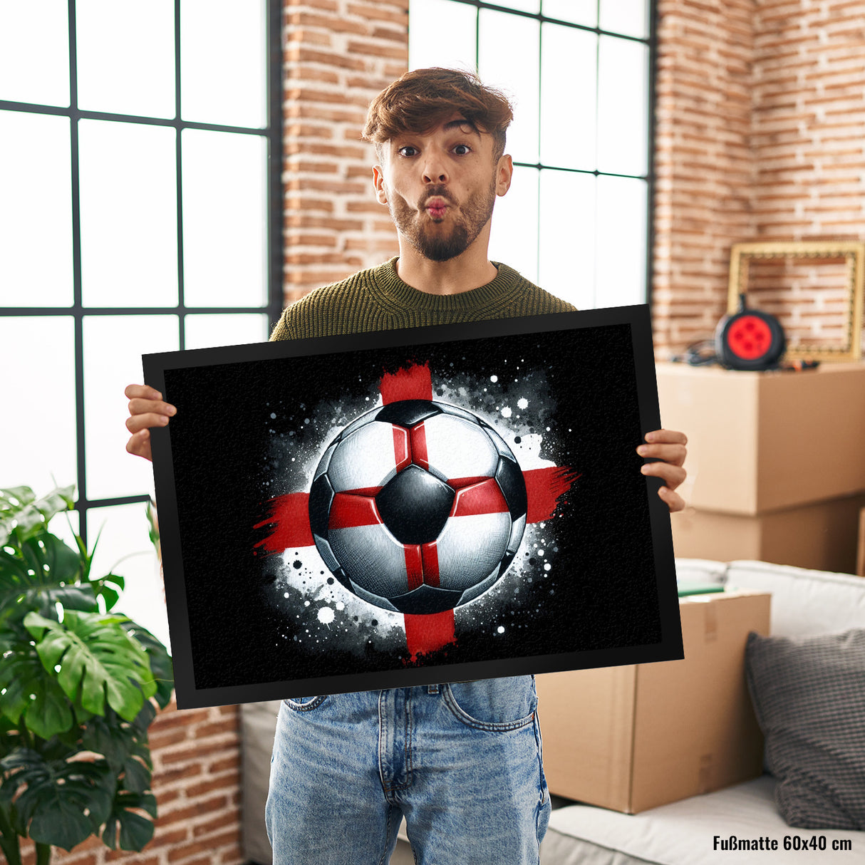 Fußball Englische Flagge Fußmatte in 35x50 cm