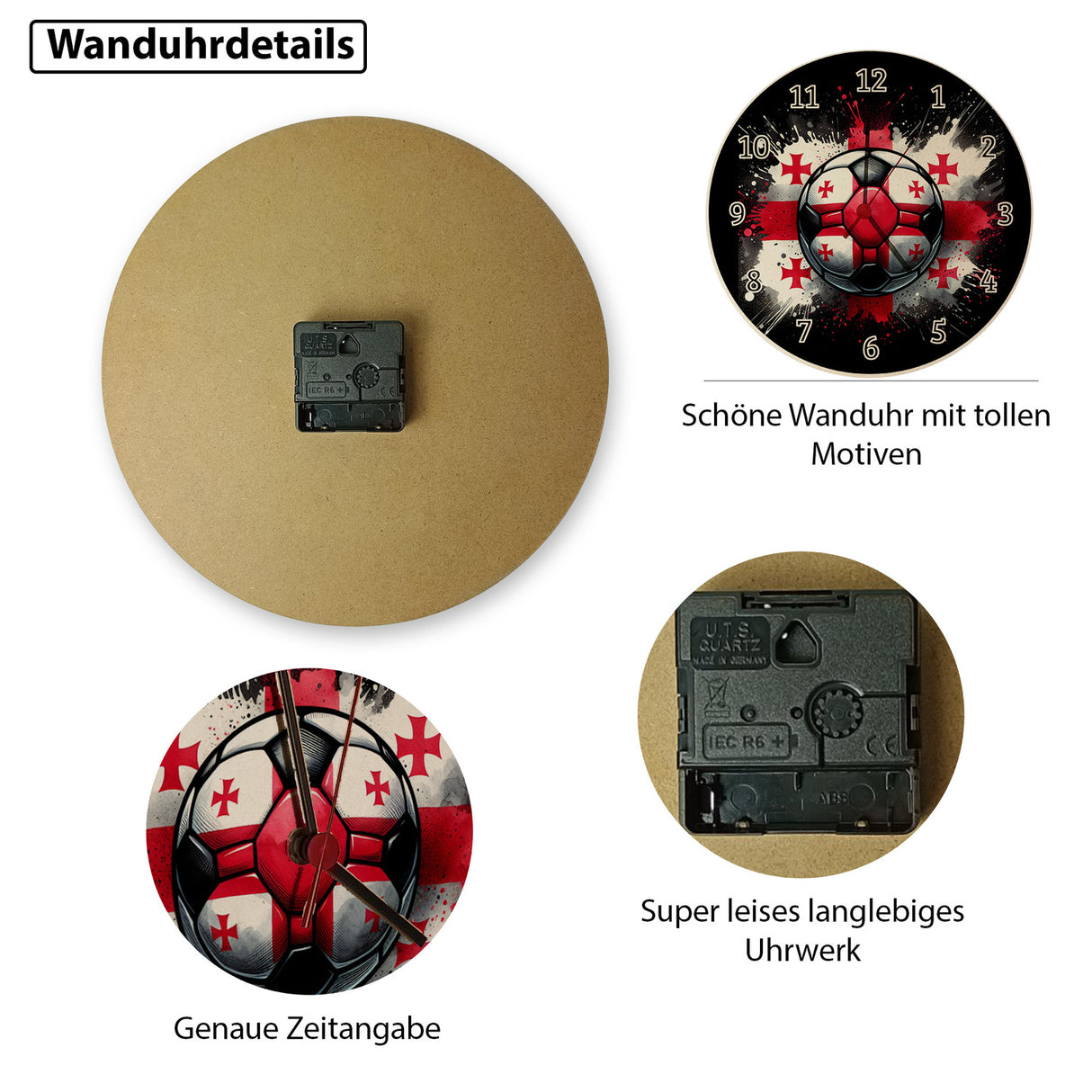 Fußball Georgien Flagge Wanduhr