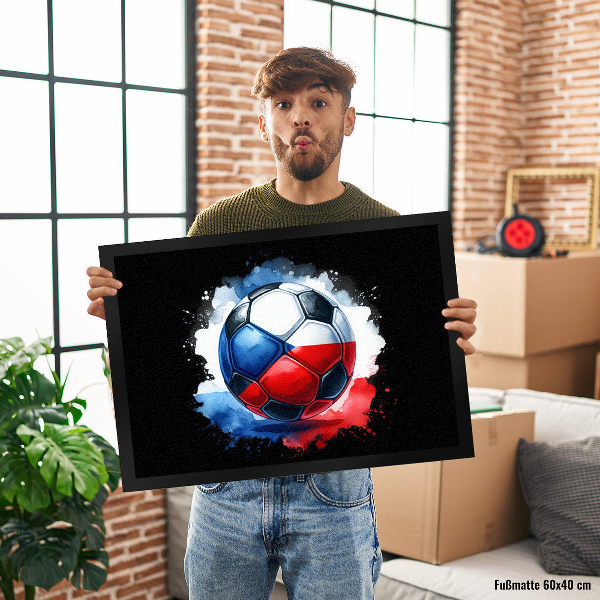 Fußball Tschechien Flagge Fußmatte in 35x50 cm