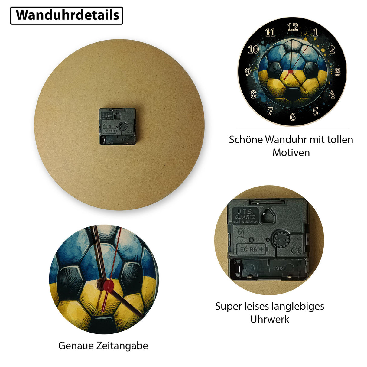 Fußball Ukraine Flagge Wanduhr