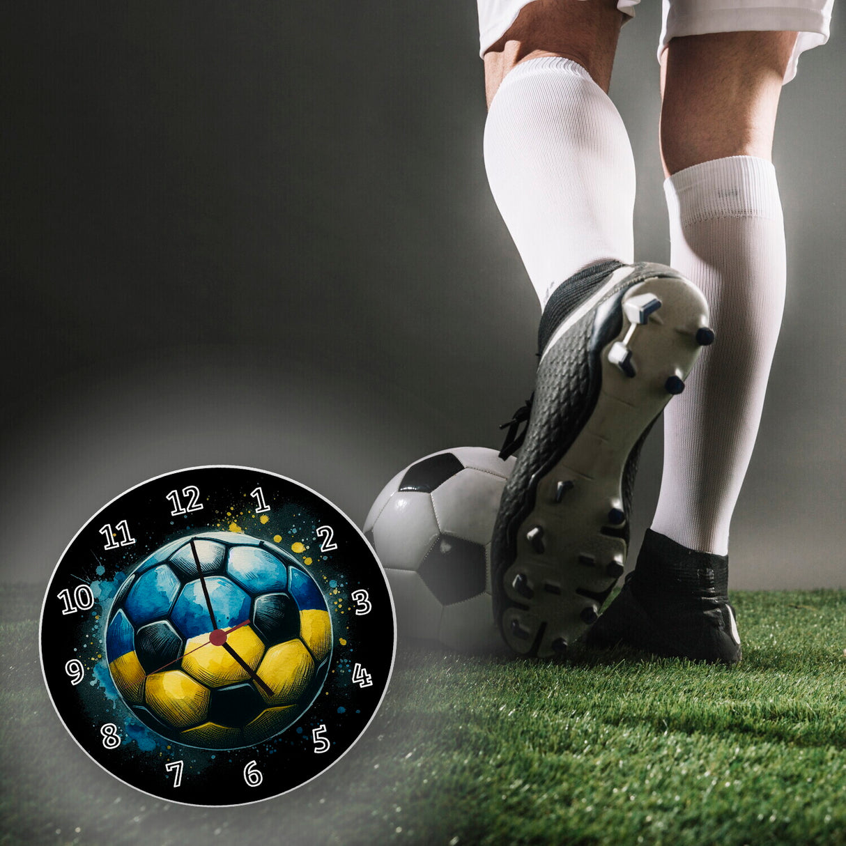 Fußball Ukraine Flagge Wanduhr