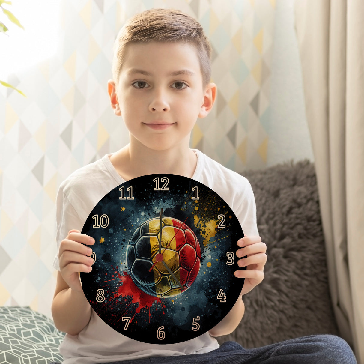 Fußball Belgien Flagge Wanduhr