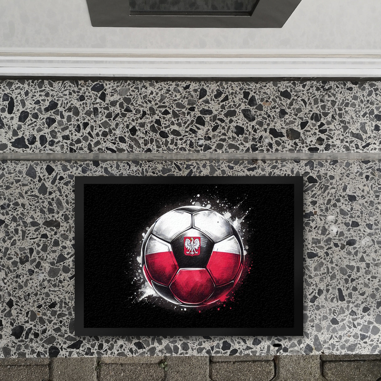 Fußball Polen Flagge Fußmatte in 35x50 cm