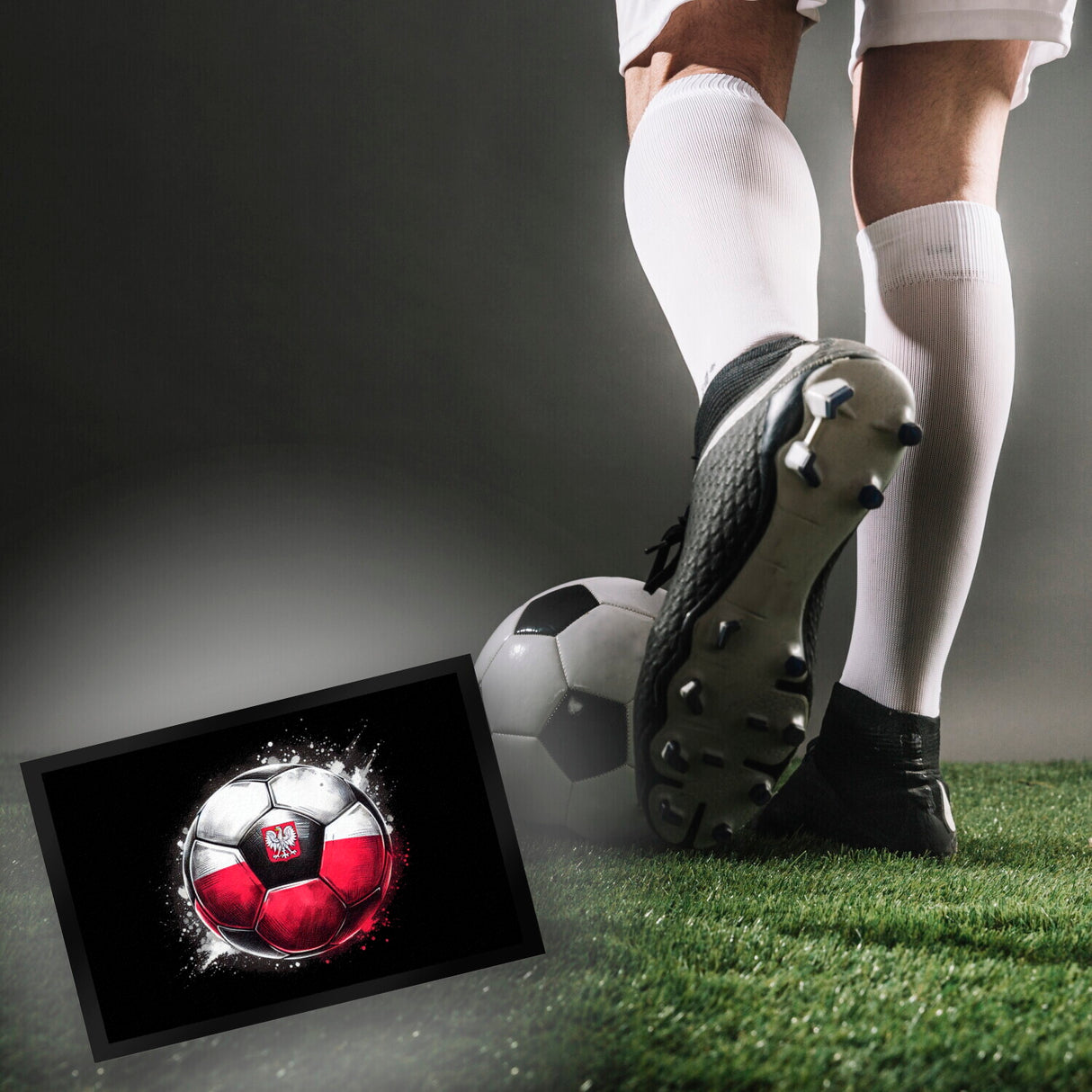 Fußball Polen Flagge Fußmatte in 35x50 cm