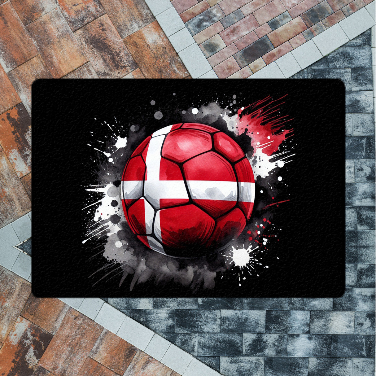 Fußball Dänemark Flagge Fußmatte in 35x50 cm ohne Rand