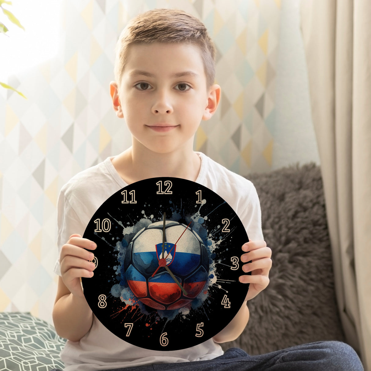Fußball Slowenien Flagge Wanduhr