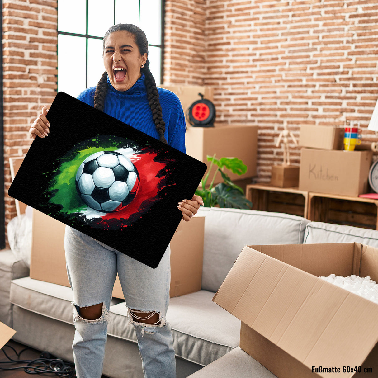 Fußball Italien Flagge Fußmatte in 35x50 cm ohne Rand