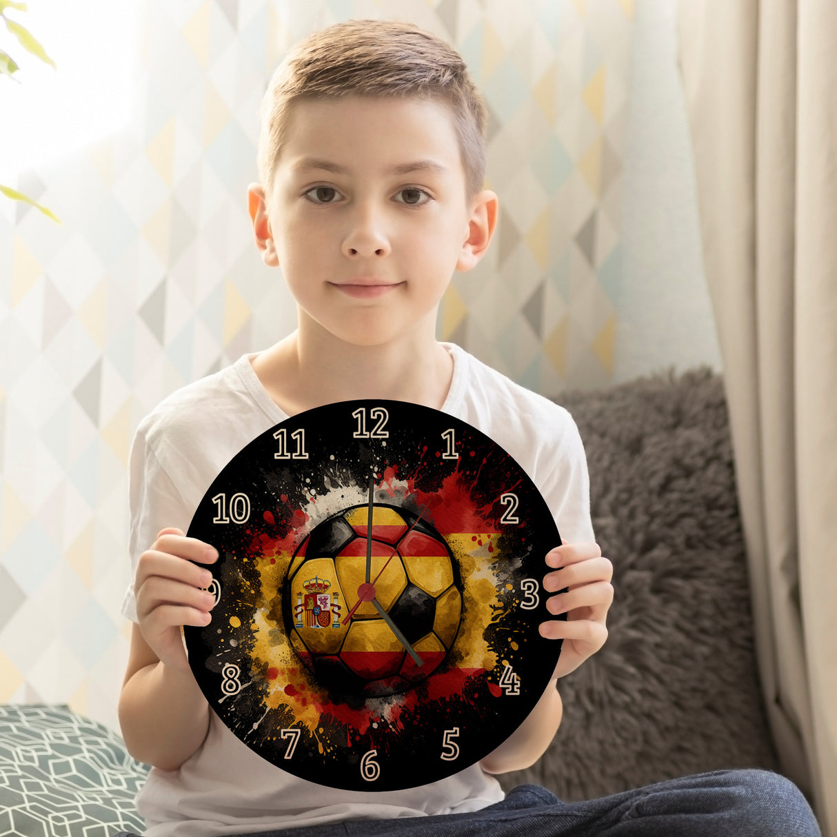 Fußball Spanien Flagge Wanduhr