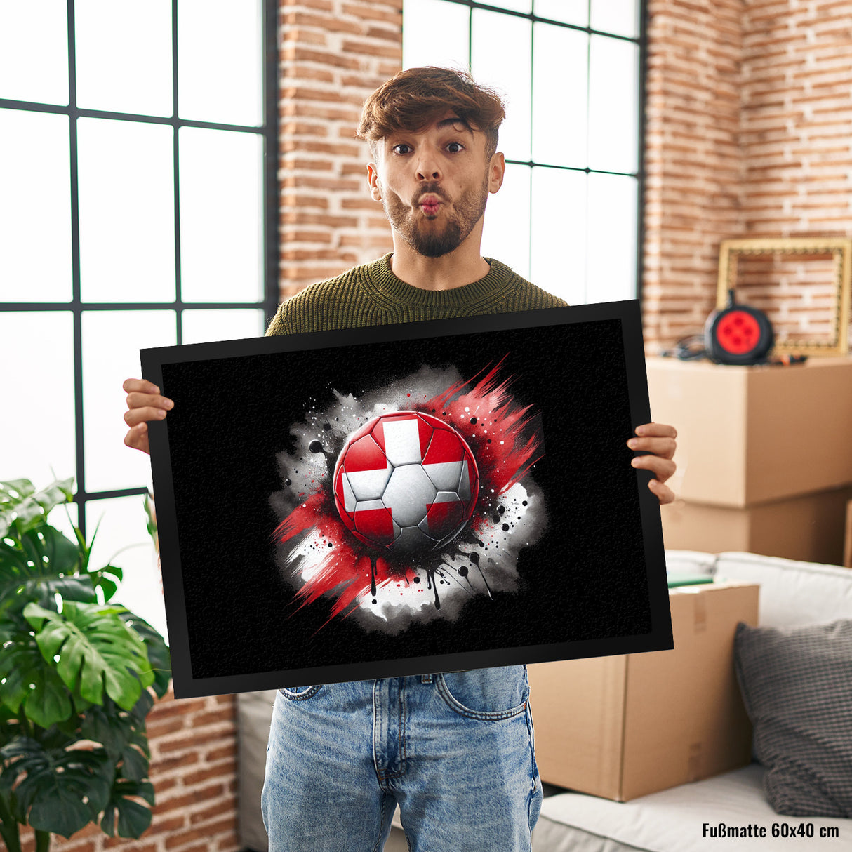 Fußball Schweiz Flagge Fußmatte in 35x50 cm