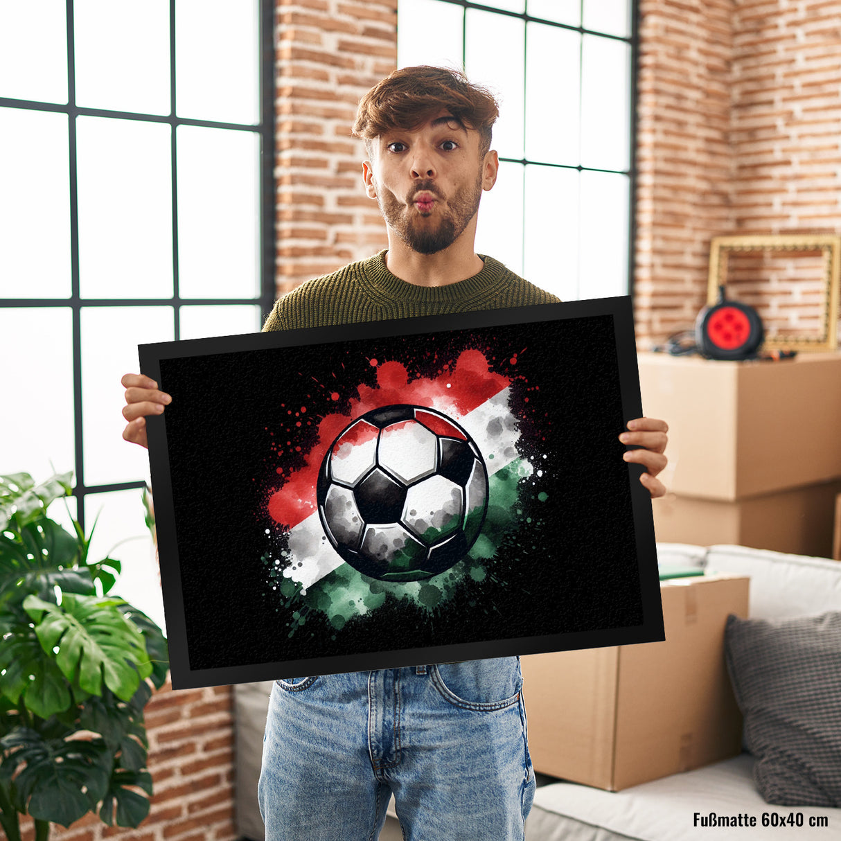 Fußball Ungarn Flagge Fußmatte in 35x50 cm