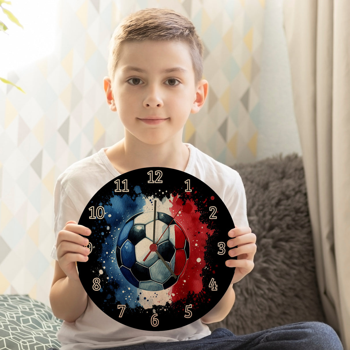 Fußball Frankreich Flagge Wanduhr