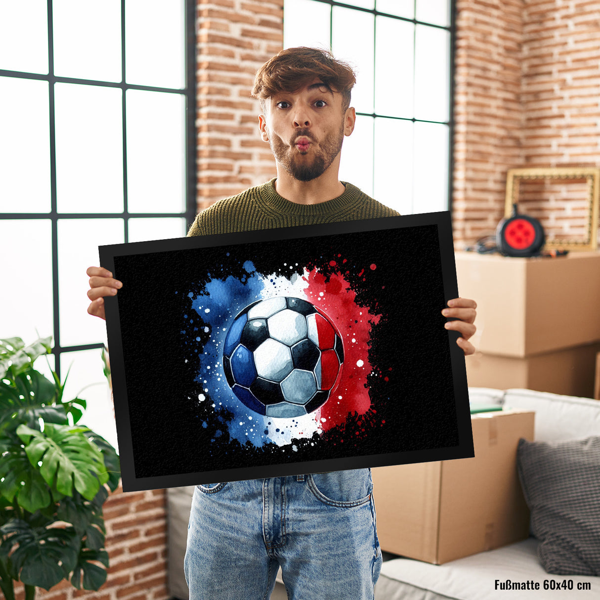 Fußball Frankreich Flagge Fußmatte in 35x50 cm