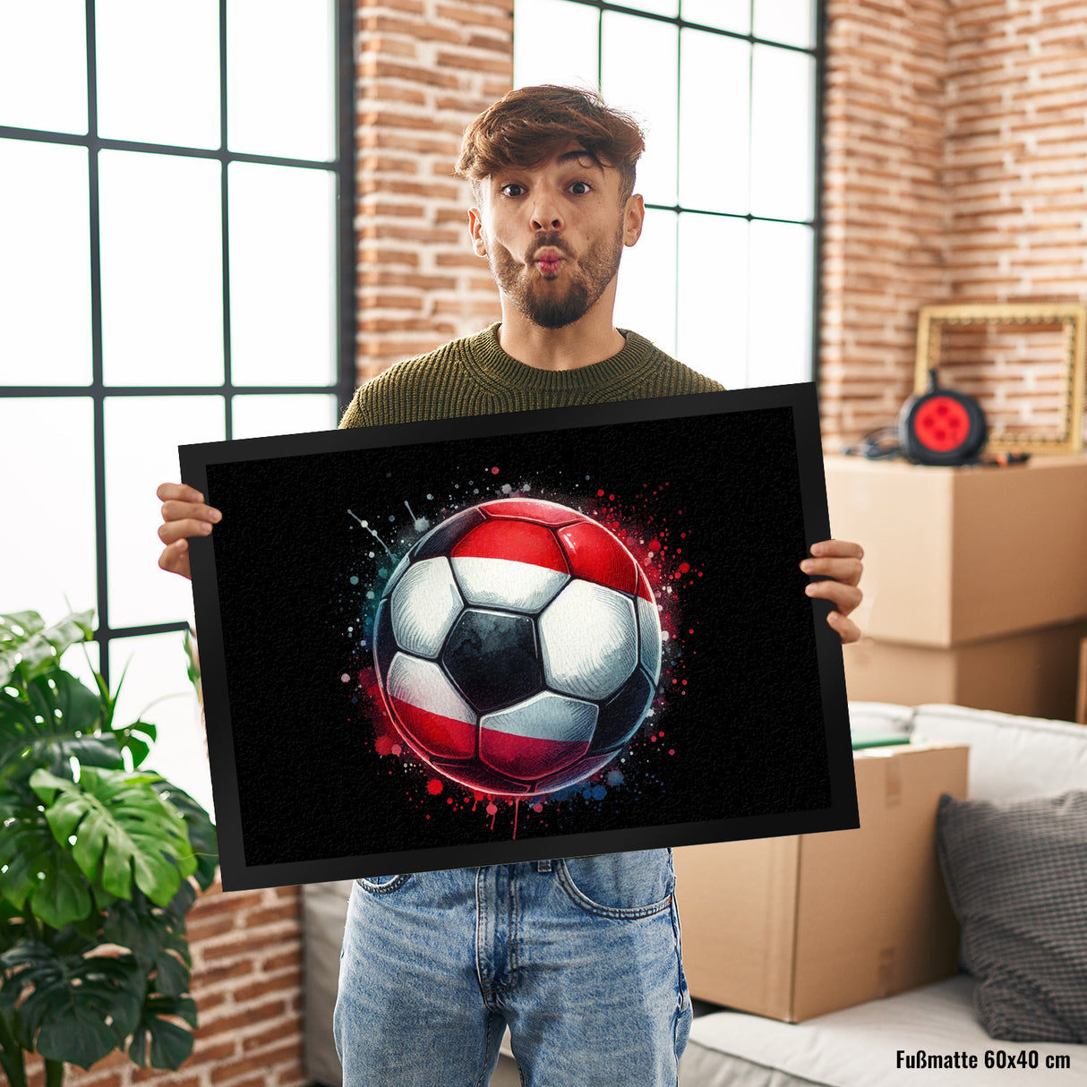 Fußball Österreich Flagge Fußmatte in 35x50 cm