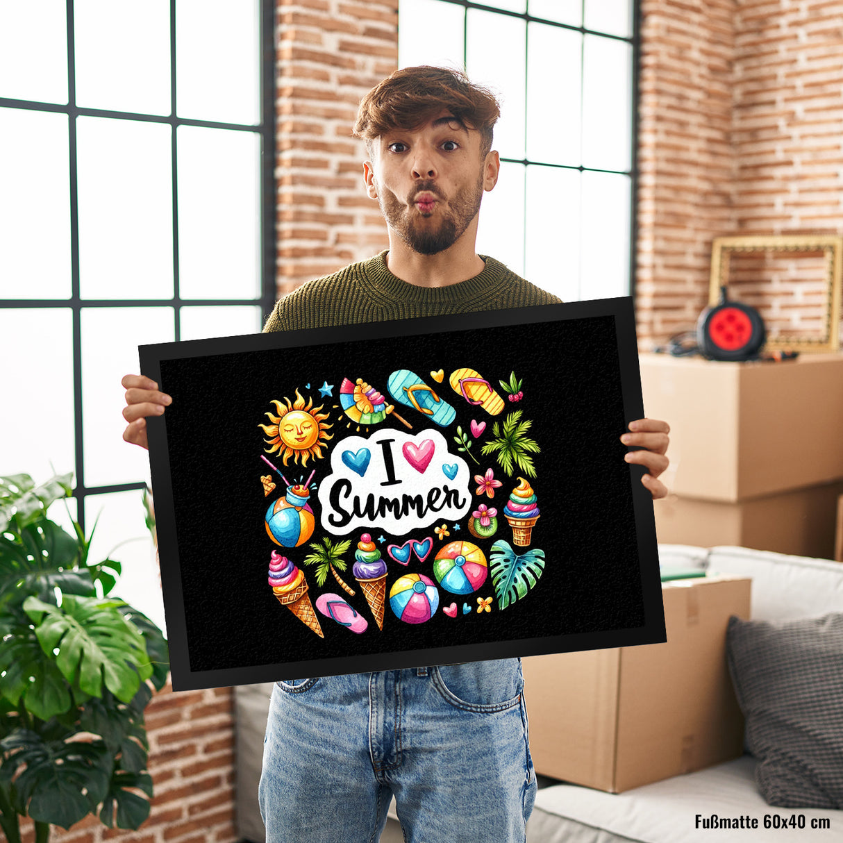 Endlich Sommer Fußmatte in 35x50 cm mit Spruch I love Summer