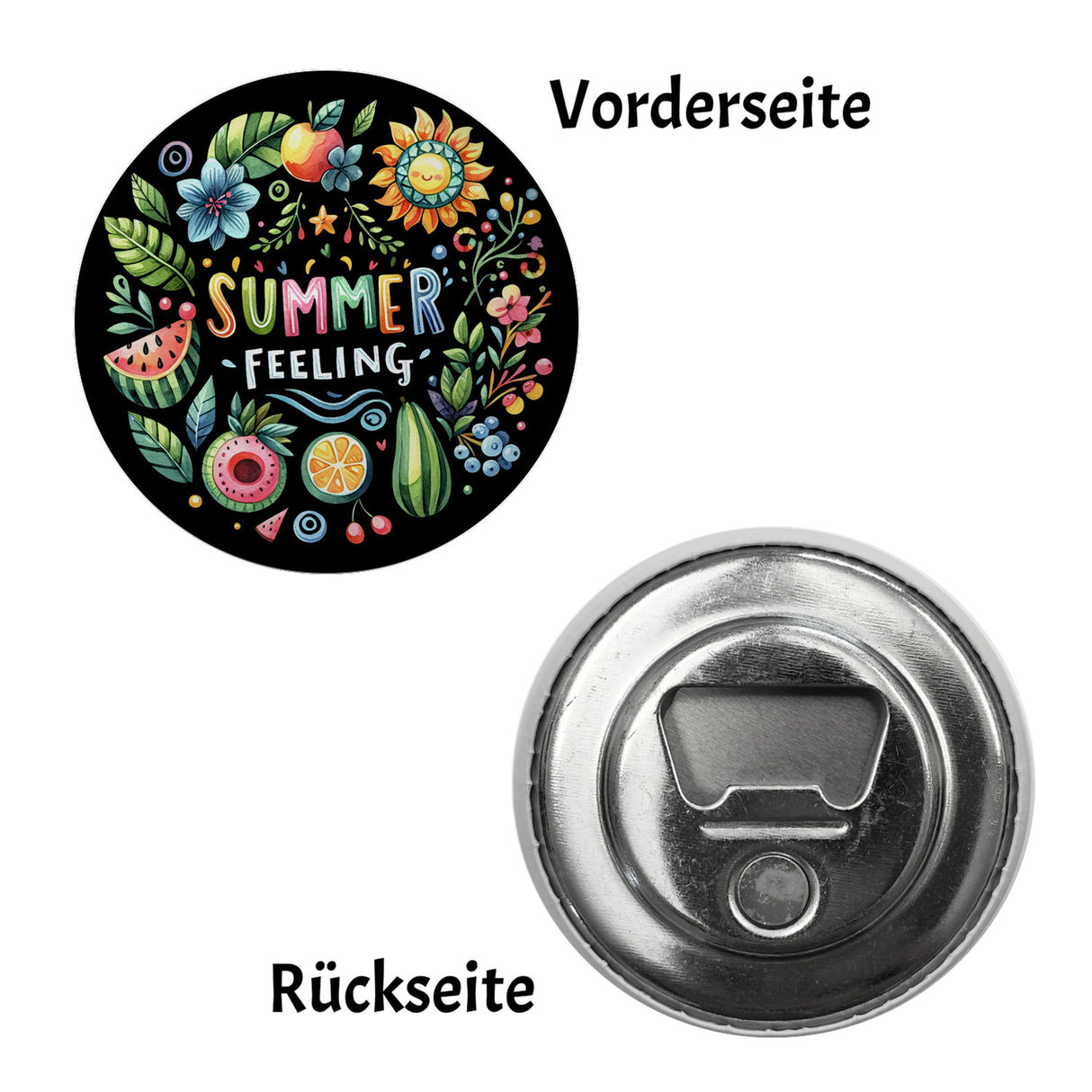 Sommer Vibes Magnet rund mit Spruch Summer feeling