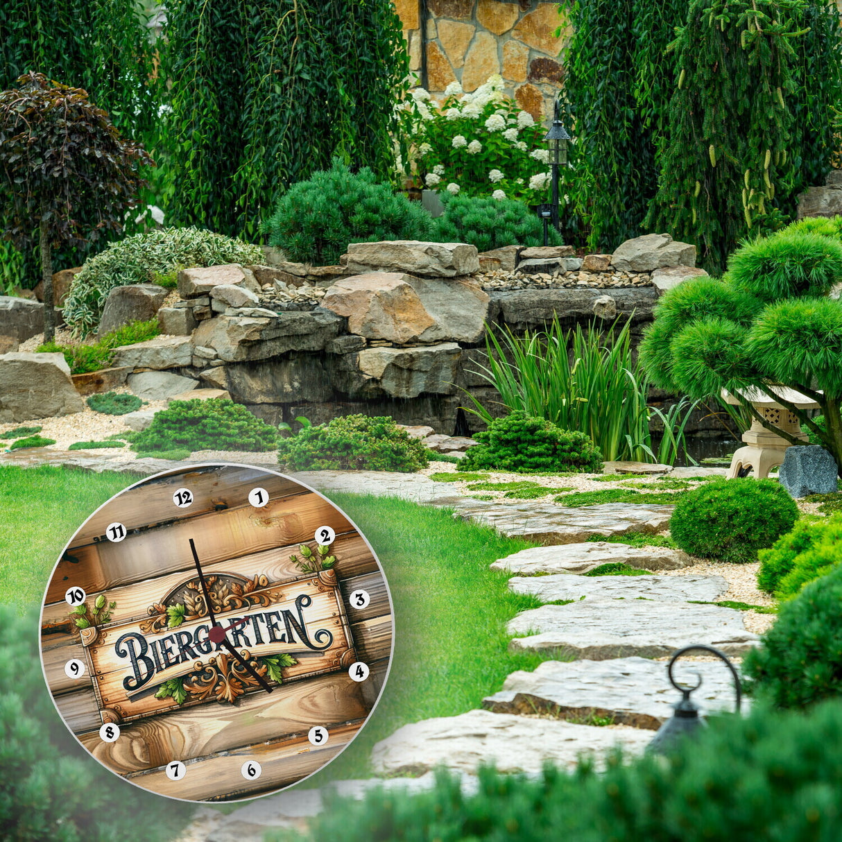 Biergarten Wanduhr