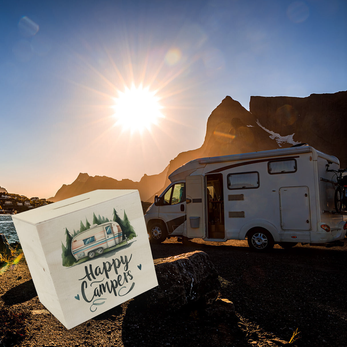 Happy Campers Wohnwagen Spardose