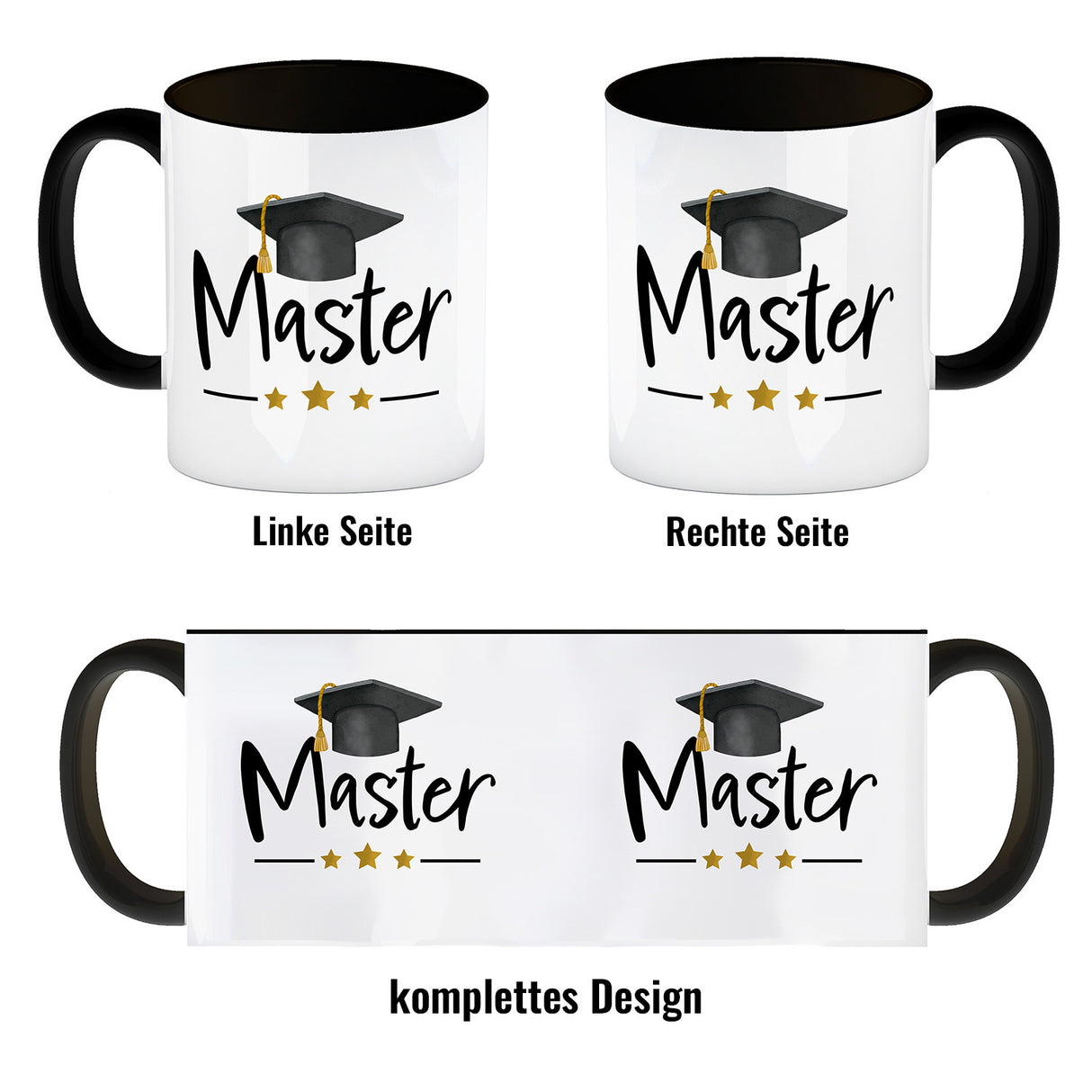 Master bestanden Kaffeebecher mit Masterhut