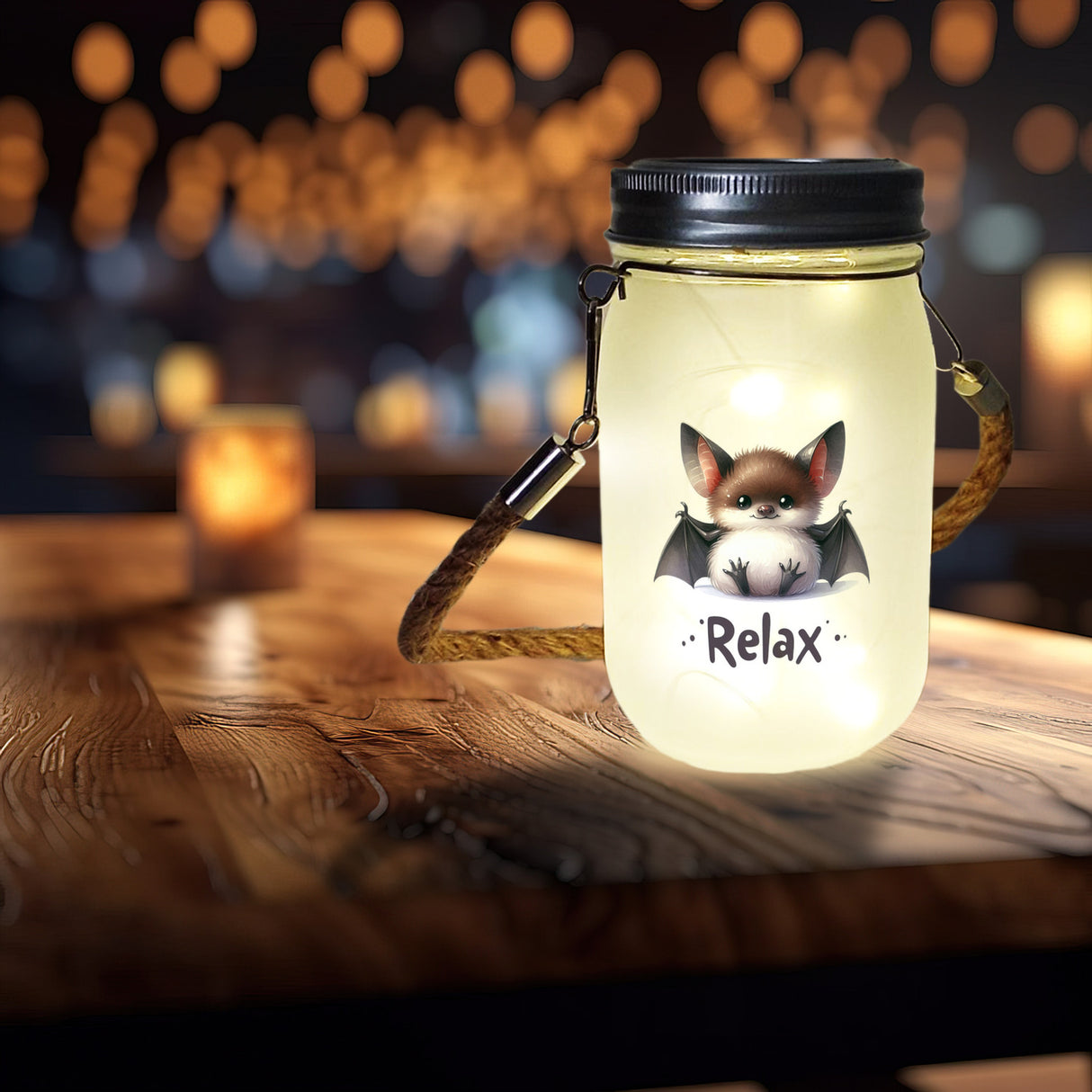 Baby Fledermaus Solarlicht mit Spruch Relax