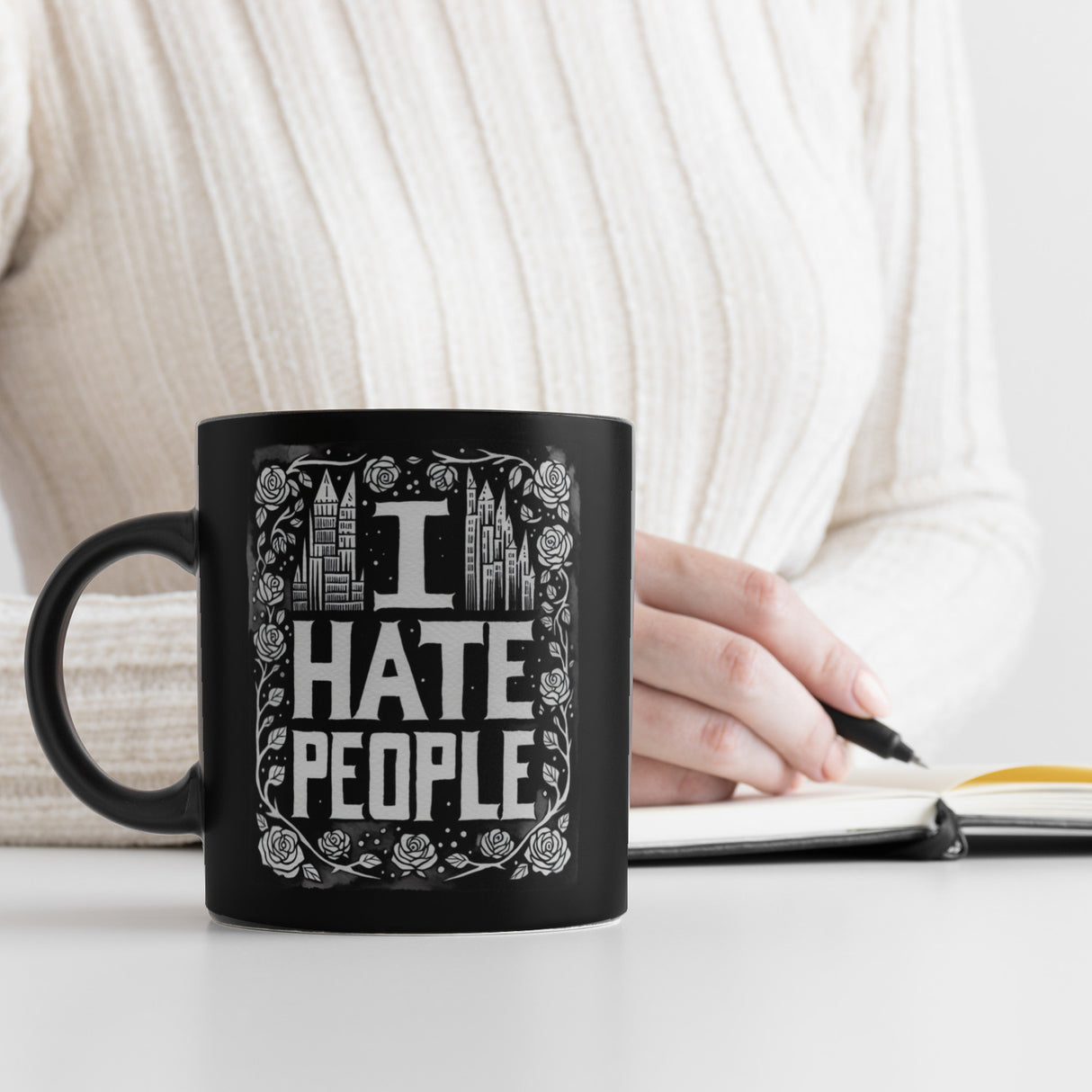 I hate People Tasse in Schwarz