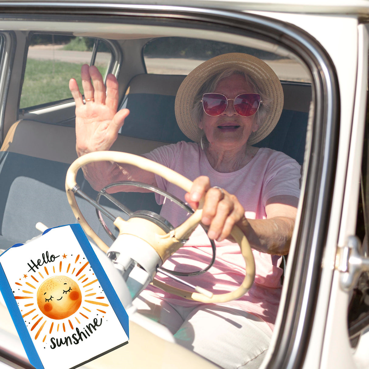 Sonne Freundschaft Parkscheibe mit Spruch Hello sunshine