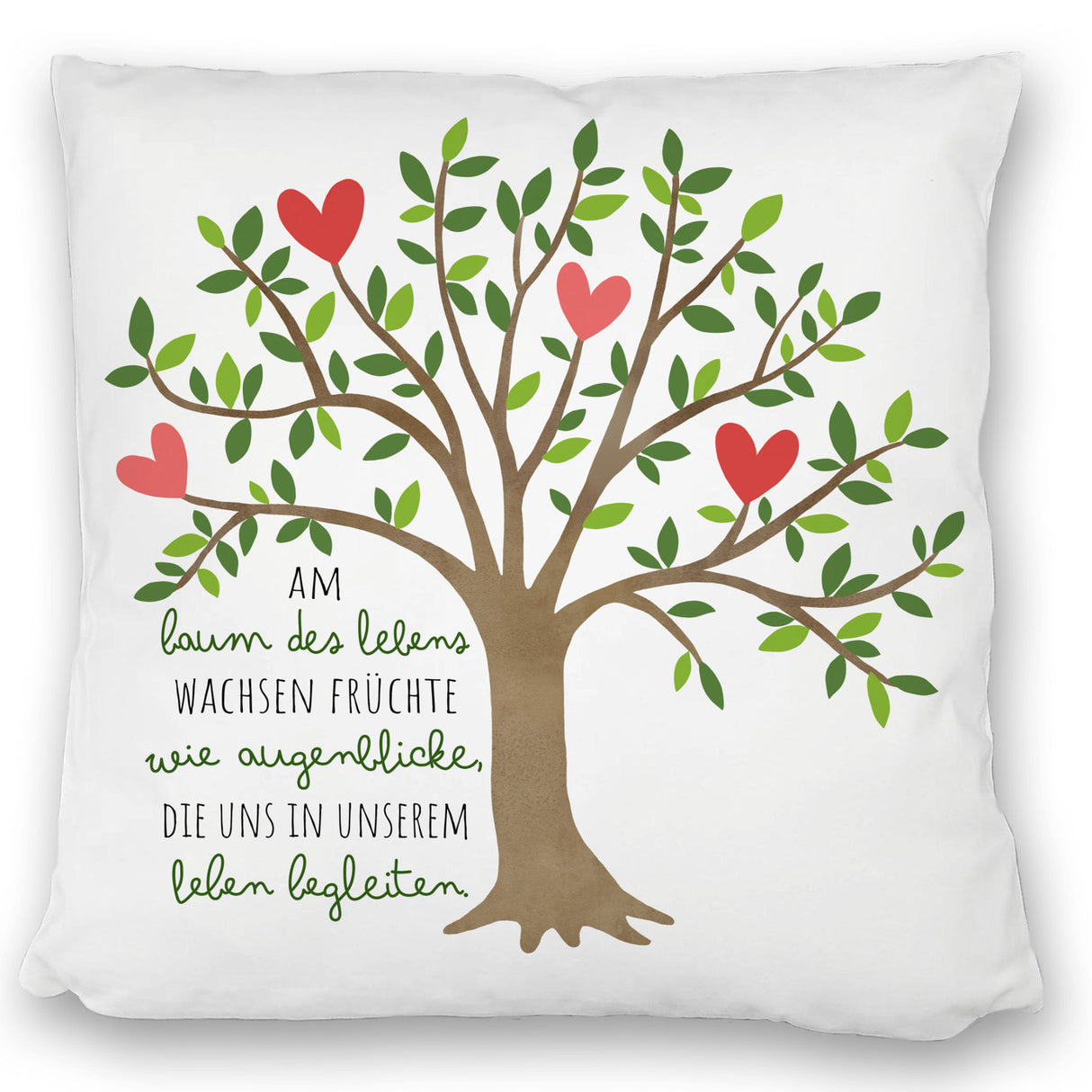 Lebensbaum Kissen mit Spruch Am Baum des Lebens wachsen Augenblicke