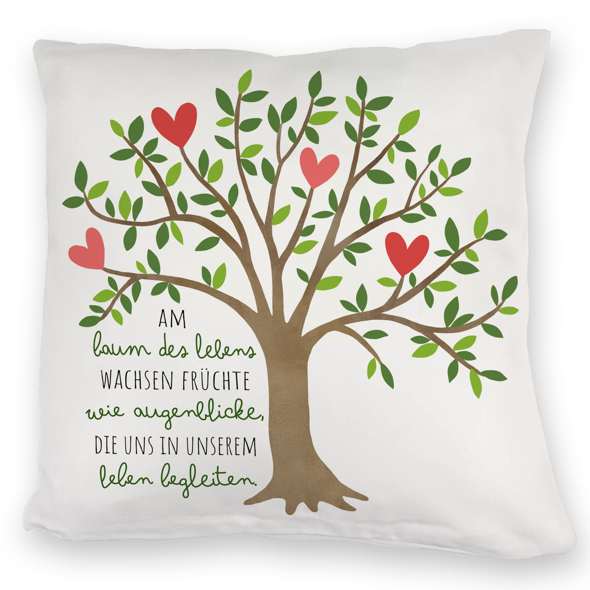 Lebensbaum Kissen mit Spruch Am Baum des Lebens wachsen Augenblicke