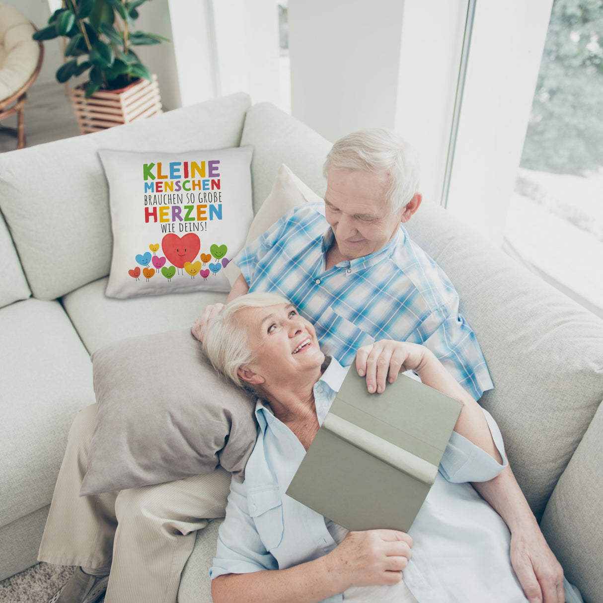 Herzen Kissen mit Spruch Große Herzen für kleine Menschen